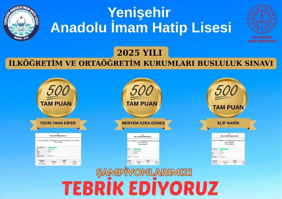Mersin Yenişehir Anadolu İmam Hatip Lisesi Şampiyonluğa Doymuyor!